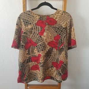 Short Sleeve Floral Print Top Size XL